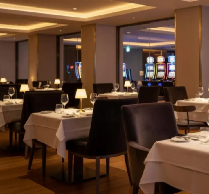 Sfeervol restaurantinterieur binnen een casino