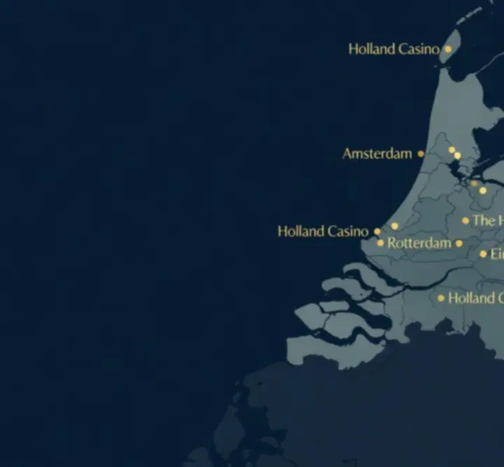Kaartoverzicht van Holland Casino vestigingen in Nederland